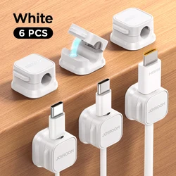 Magnetic Cord Holder - Adjustable Cable Organizer (6 Pcs White)
