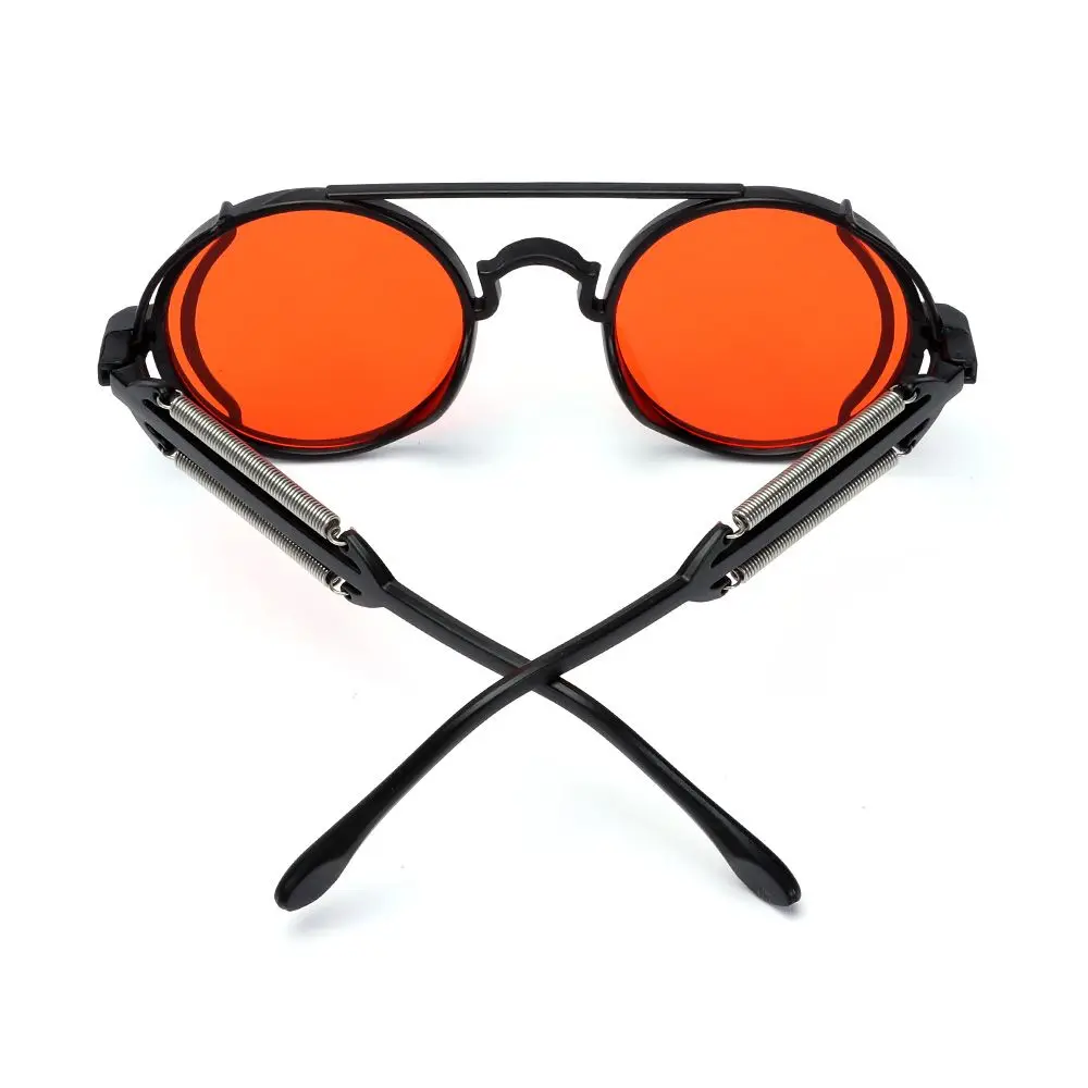 Punk Steampunk Sunglasses Double Spring Temples Sun Glasses Fashion Round Sunglasses Gothic Style UV400 Protection Eyewear black sunglasses women