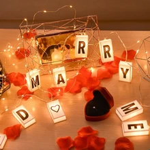 LED Cotton Letter Wedding String DIY Fairy Light Girl String Light Indoor Wedding Party Garden Garland Valentines Day Decor