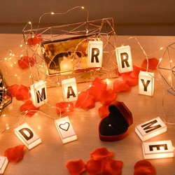 LED Cotton Letter Wedding String DIY Fairy Light Girl String Light Indoor Wedding Party Garden Garland Valentines Day Decor