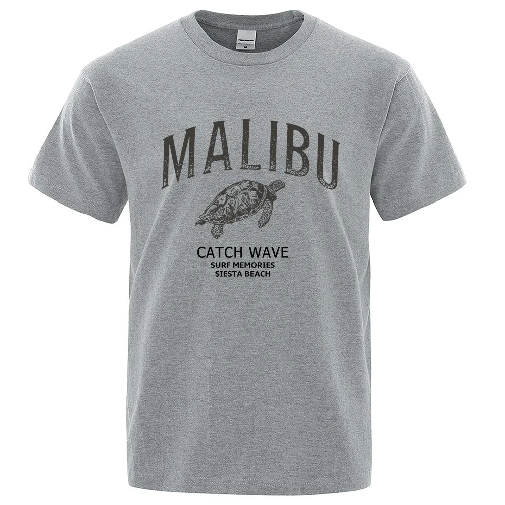 

Мужская свободная футболка Malibu Catch, Повседневная летняя дышащая футболка большого размера с принтом морской черепахи, 100% хлопок