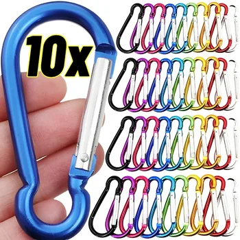 10/5pcs Aluminum Carabiner Key Chain Clip Outdoor Camping Keyring Snap Hook Water Bottle Buckle Kit Climbing Accessories