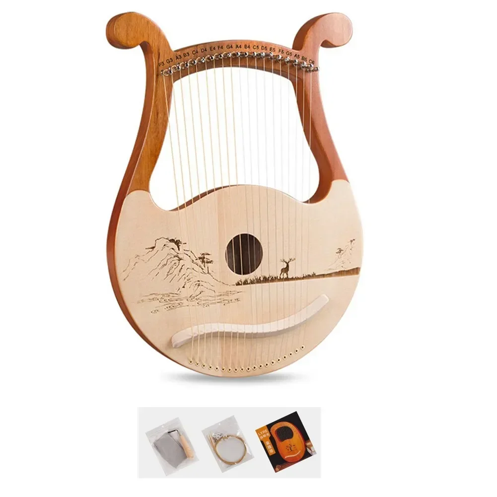 High Quality 19 String Lyre Harp Mahogany Music Instrument With Spare Strings Tuning Wrench Greek Classical Musical Instrument N