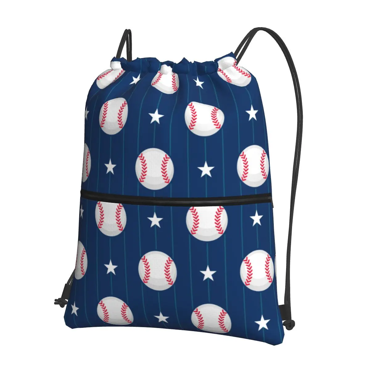 

Baseball Drawstring Backpack With Zipper Pocket Sports Gym Bag Ball Star Player Sportswear Outdoor Reversible String Sackpack