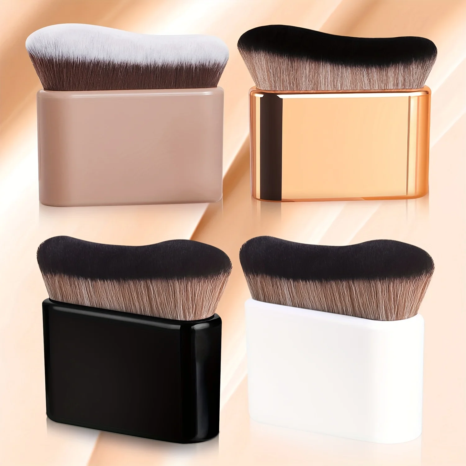 1pc Wave Contour Makeup Brush, ABS Plastic Handle, Nylon Bristles, Unscented, Universal Skin Type, Foundation Application Palm B 3