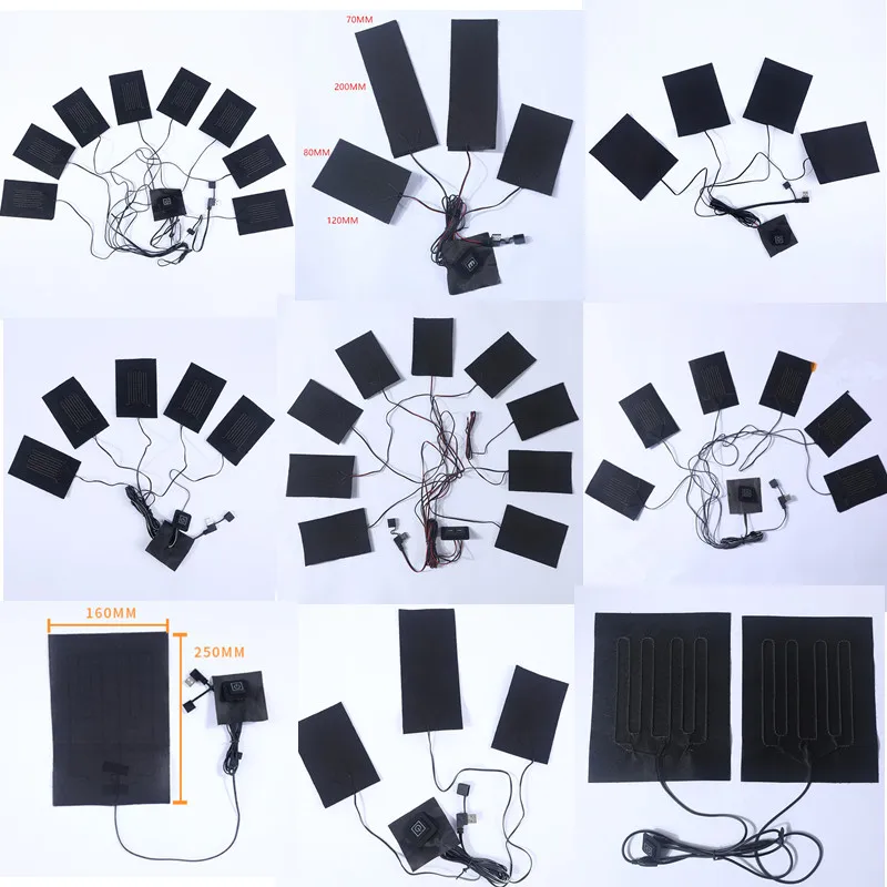 USB Warm Paste Pads Fast Heating Carbon Fiber Heating Pad Winter Outdoor Heating Warmer Pad For Cloth Vest Jacket