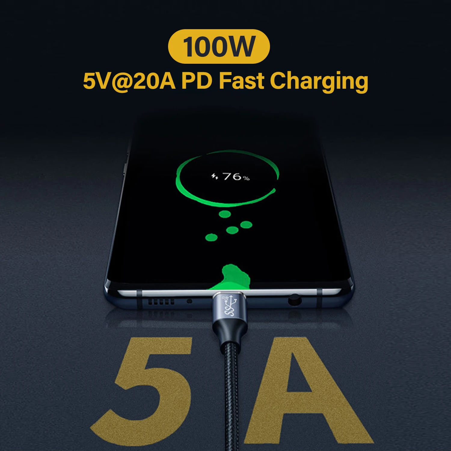 High-Speed USB 3.1 Gen 2 Type-C to Type-C Elbow Cable, PD 100W Charger, 4K Video Support, 1m/2m/3m Length Options