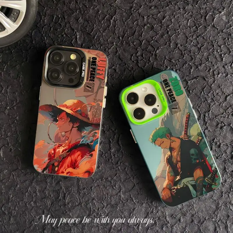 

Anime One Piece Coloured Drawing Phone Case for Iphone 15 14 13 12 11 X Xr Pro Max Plus Mini Cartoon Cool Crossbody Rope Cover