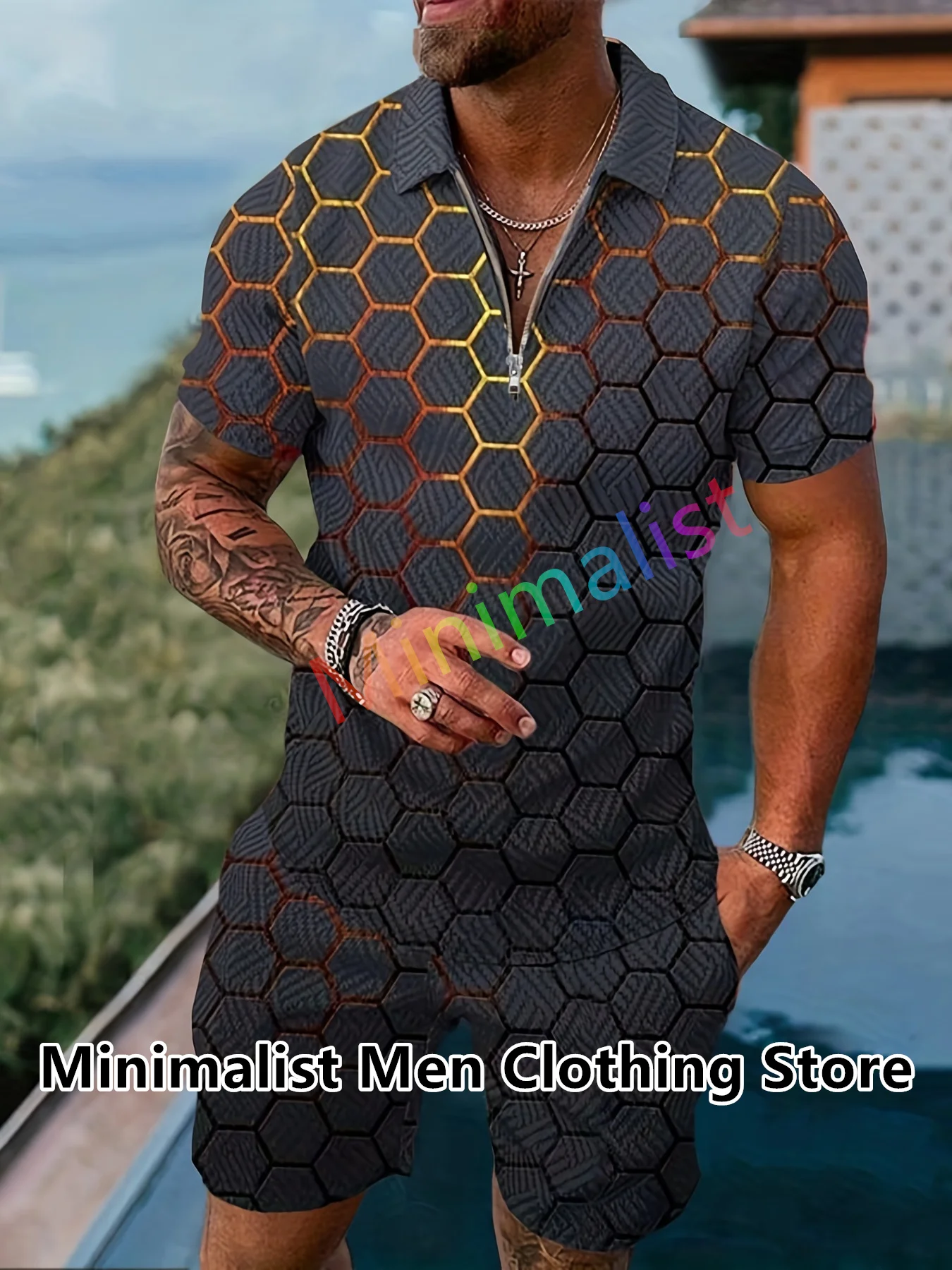 Men's Polo Shirts Tracksuit Sets Luxury Brand Summer Casual Suit Plus Size Polka Dot Print T-shirt Short Sleeve 2 Piece Outfits