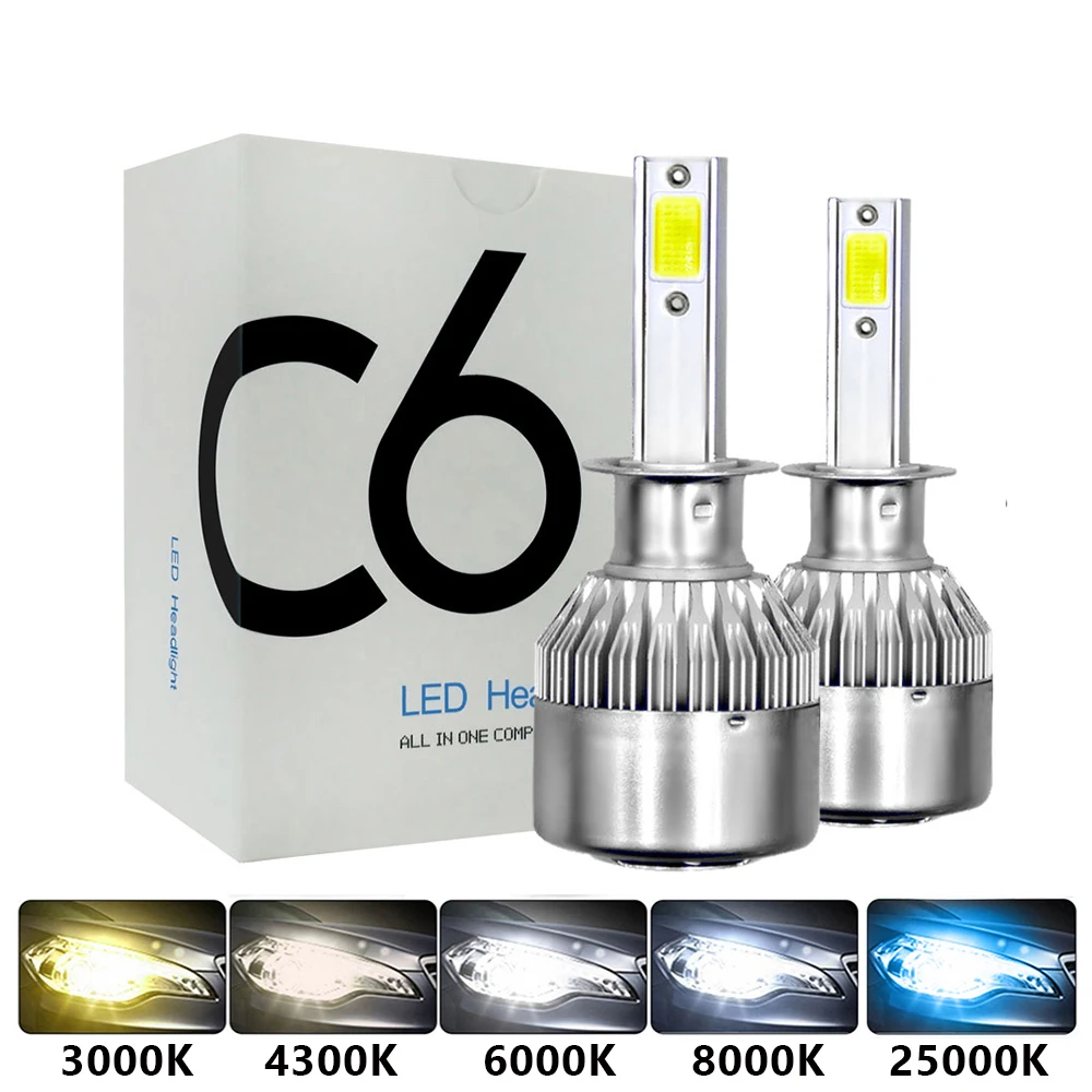 C6 Led headlight bulbs H7 LED H1 H3 Car lights H4 880 H11 HB3 9005 9006 H13 3000k 6000K 72W 12V 8000LM Auto headlamps for led lights led bulbs led headlights led car lights led car headlights car headlamps hid headlight bulbs