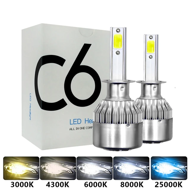 2cps C6 H1 H3 Led Headlight Bulbs Ampoule H7 Led Car Lights H4 880 H11 Hb3  9005 Hb4 9006 H13 6000k 72w 12v 7200lm Auto Headlamps