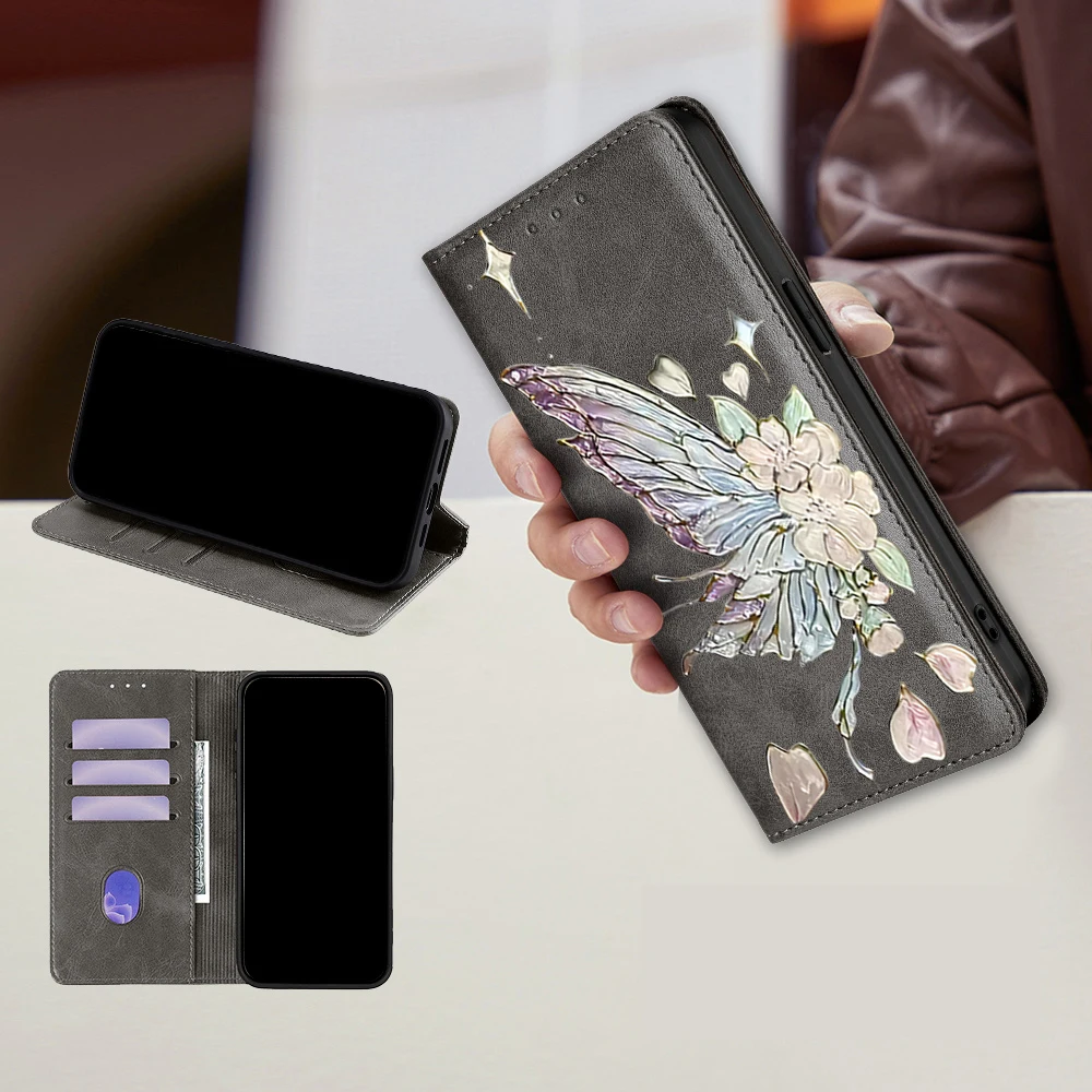 Butterfly Painting Pattern Phone Case with Flip Cover