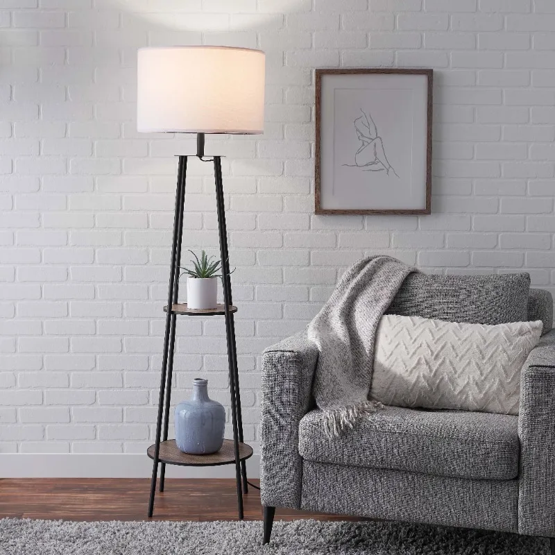 

Торшер mainstay Etagere, 62 дюйма, матовый, черный, в стиле среднего века, с 2 деревянными полками