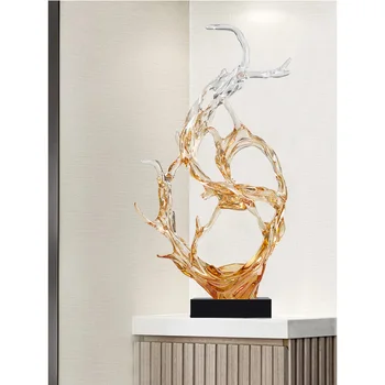 Soggiorno portico decorazione scultura in resina trasparente astratta onda dell'oceano trucco ricchezza decorazione dispositivo lobby dell'hotel