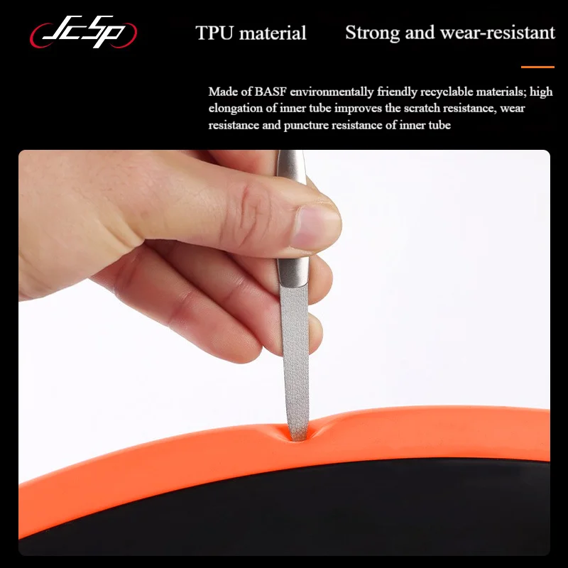 Ultra Light TPU Inner Tube - French Air Nozzle, Portable Riding Accessory, Orange