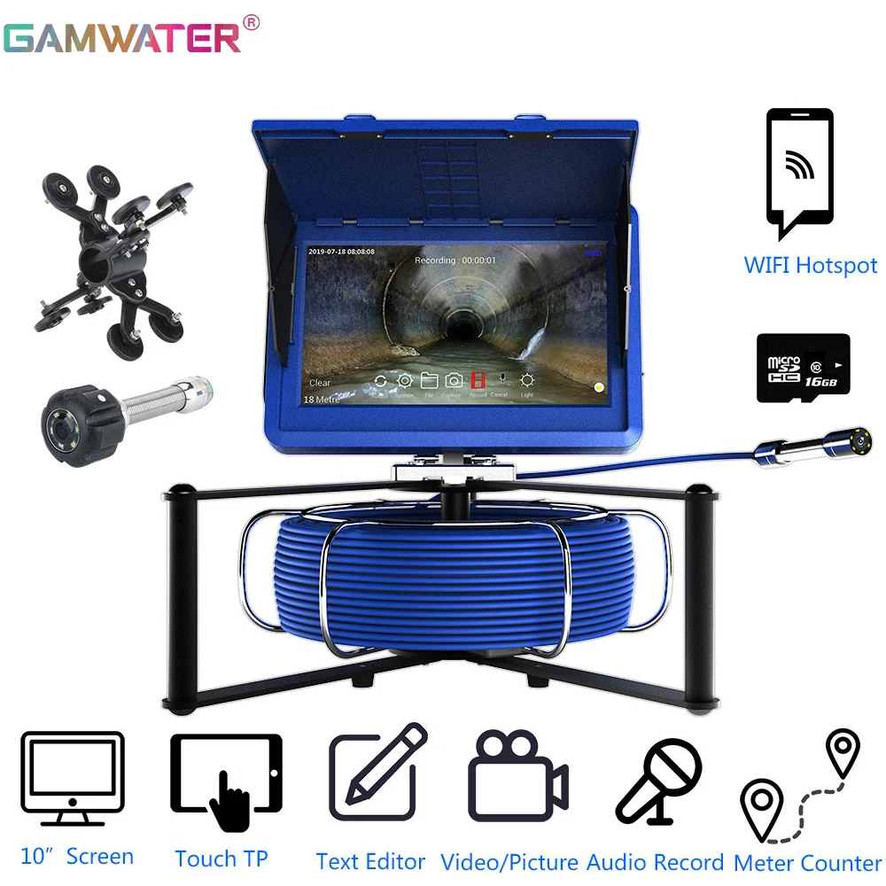 10" Wireless WiFi Pipe Inspection Video Camera Drain Sewer Pipeline