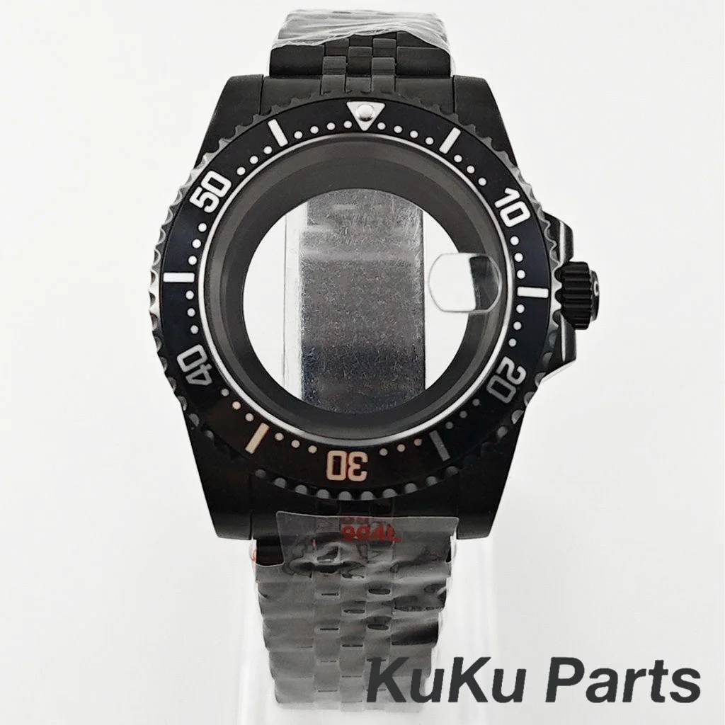 Black Purple GMT Bezel Watch Case with PVD Black Jubilee Bracelet and Sapphire Crystal