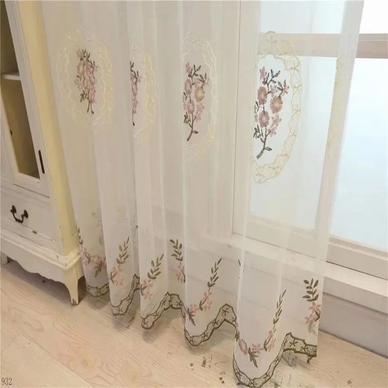European White Embroidered Voile Curtains For Bedroom Window Curtain For Living Room Sheer Curtains Blinds Custom Made Drapes