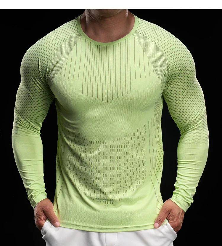 Men Athletic Running Shirt Elastic Training T-shirt Gym Fitness Workout Tight Outdoor Jogging Sweatshirt