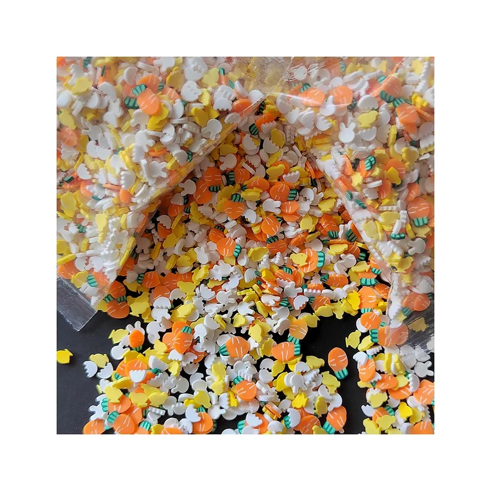 Orange Carrot White Bunny Rabbit Yellow Chicken Easter Mix Polymer Clay Sprinkle Slices For Holiday Party Decoration