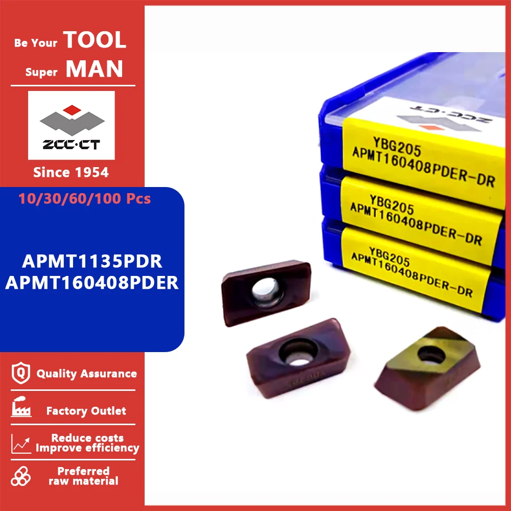 

ZCC CT APMT1135PDR APMT160408PDFR Carbide Insert APMT 1135 1604 Face Mill Lathe Milling CNC Tools Cutter Milling CNC Tool