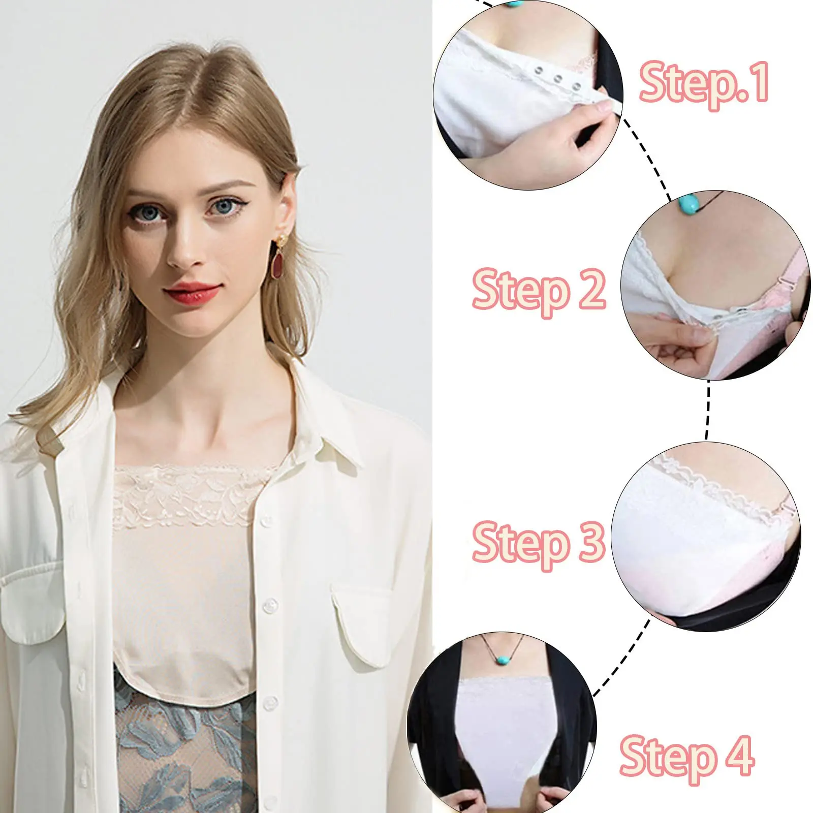 Women Lingerie Bra Lace Camisole Tops Women's Lace Mulberry Silk Cleavage Cover Up Camisole Color Breathable Invisibl Women Easy Clip-on Lace Mock Camisole Bras