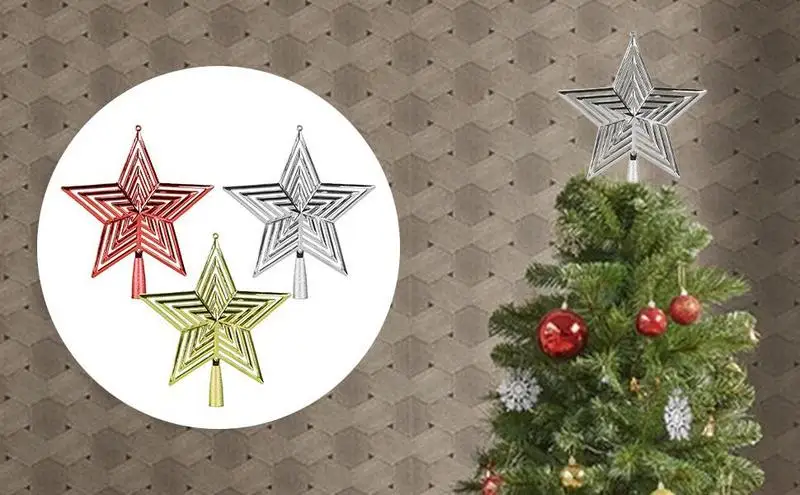 Christmas Star Tree Topper Glittering Star Tree Topper Shatterproof Christmas Tree Ornament Party Holiday Decor Home Supplies