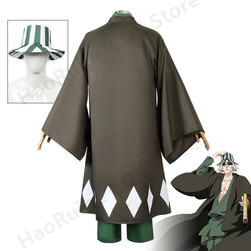 Quente anime lixívia cosplay urahara kisuke gotei 13 traje kimono