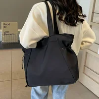 Casual Fashion Large Capacity Tote Bag – Simple Drawstring Shoulder Handbag for Women, Stylish Travel & Everyday Aesthetic Tote