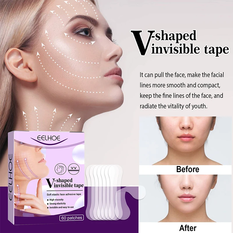 60 Pz Sottile Adesivo Viso Invisibile Face Lift Patch Sticker V Viso Traspirante Antirughe Nastro Adesivo Mento Lift Patch Cura Della Pelle