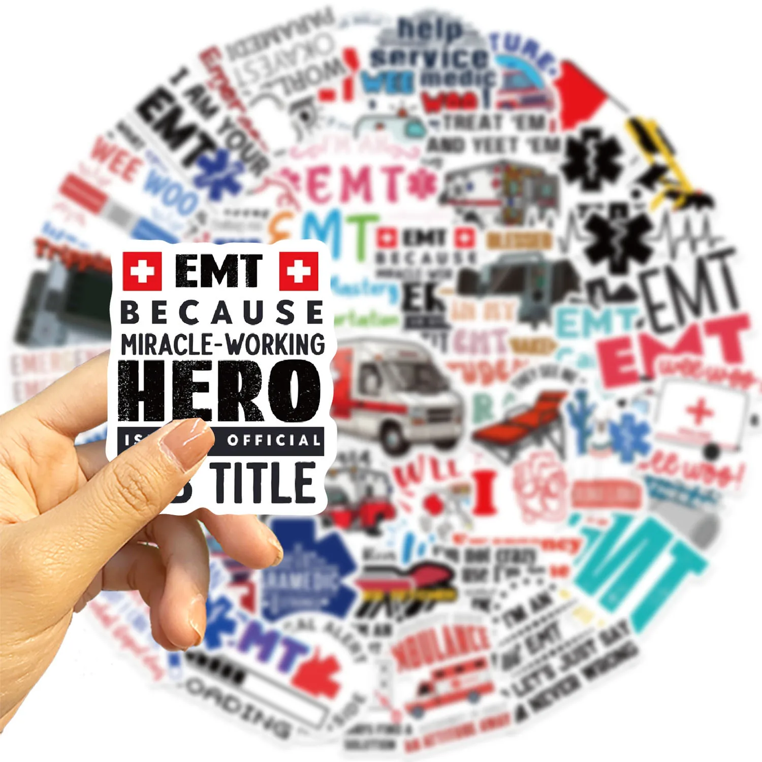응급 의료 기술자 스티커, 물병 및 노트북용 EMT 스티커, 파티 선물, 선물, 50 개
