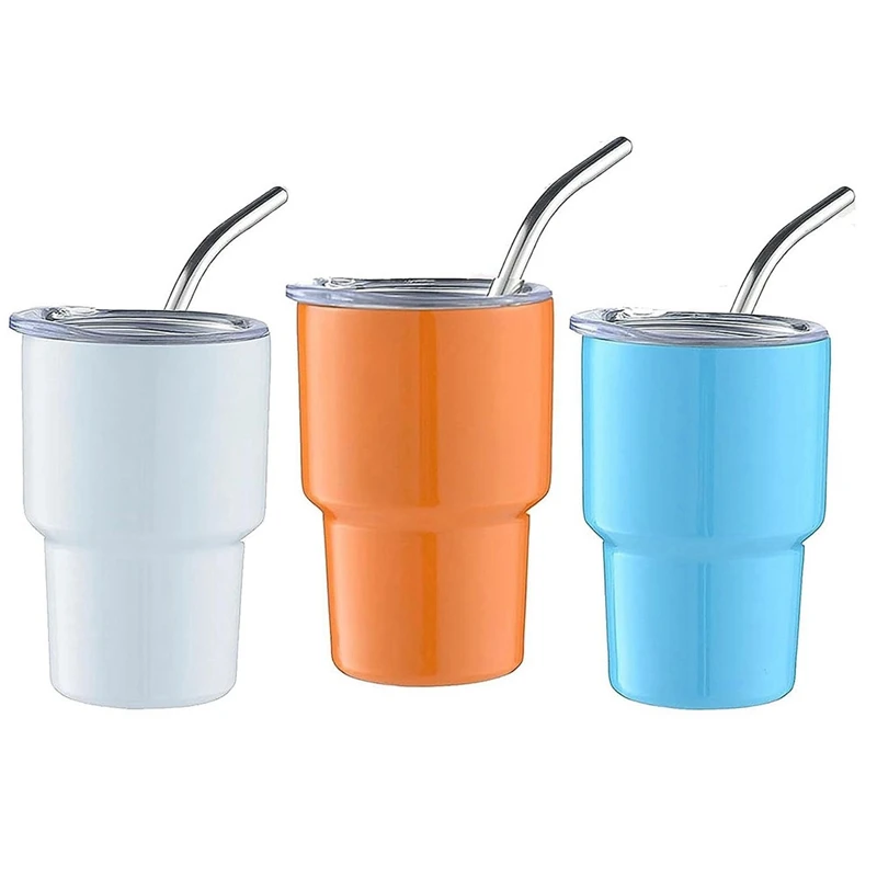 

3Pack Mini Tumbler Shot Glass With Straw & Lid, Mini Tumbler Cups, Double Wall Tumbler Shot Glasses, 2Oz