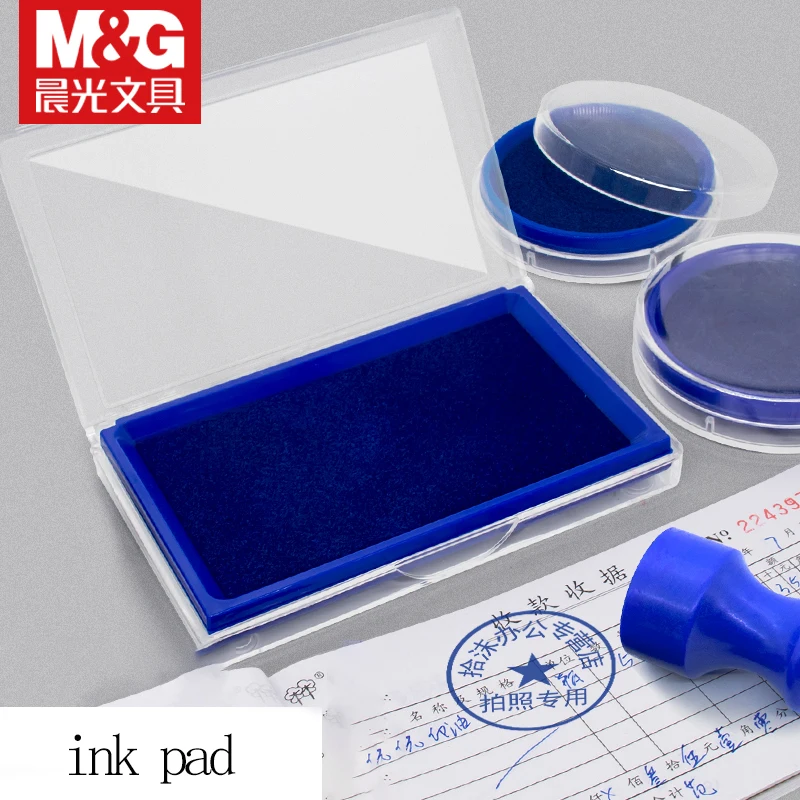 Tampon encreur M&G, bleu et rouge, tampon encreur étanche à séchage rapide pour fournitures de bureau financier, liquide de recharge pour tampon encreur