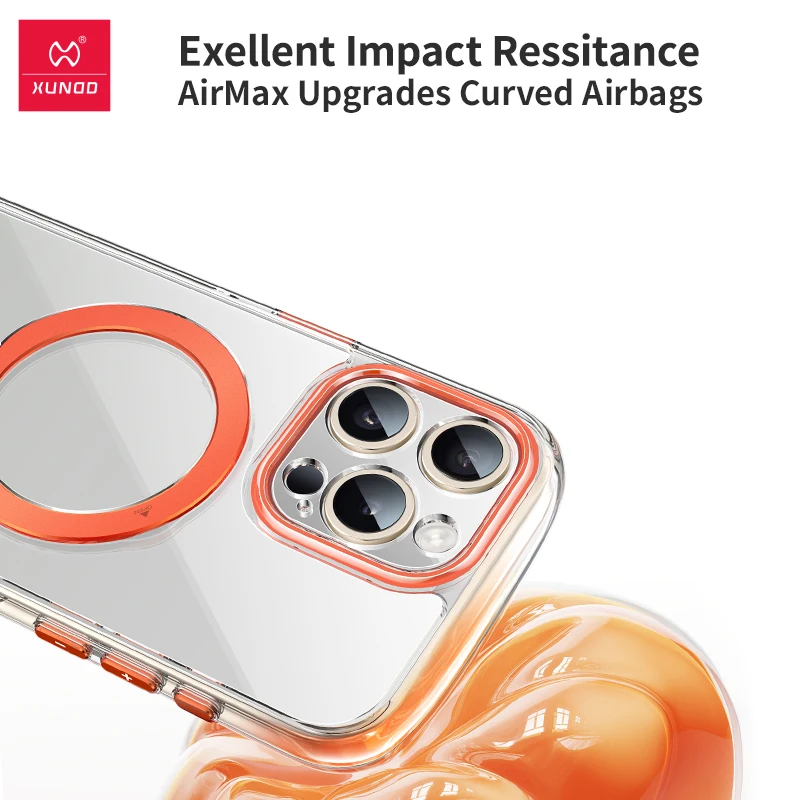 Xundd Magnetic Holder Case For iPhone 15 15 Plus 15 Pro Max Airbag Shockproof Shell Lens Protection PC+TPU Transparent Cover
