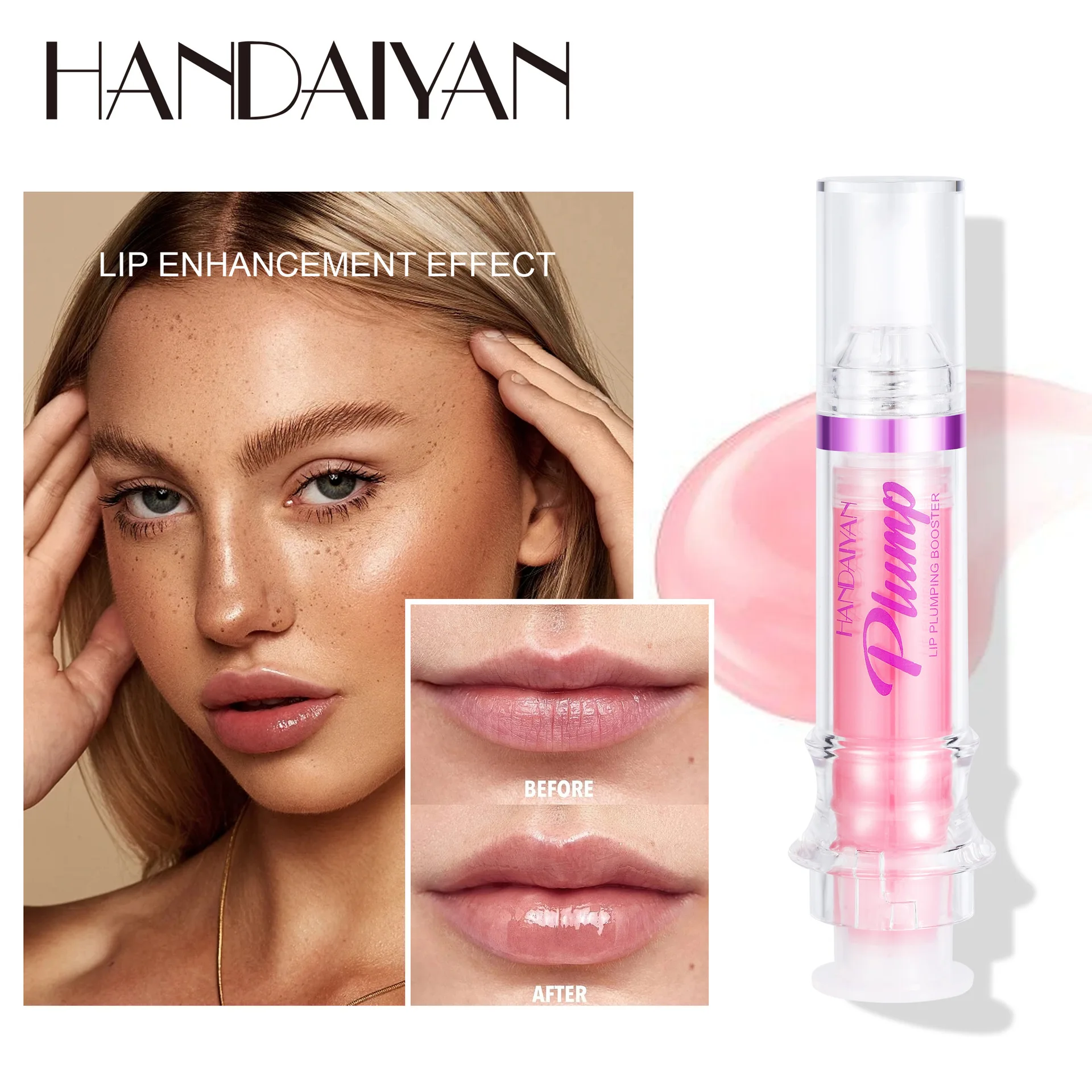 Handaiyan Lip Plumping Booster Sexy Plumper Glitter Red Nude Lipstick Liquid Waterproof Moisturize Oil Lipgloss Makeup 4