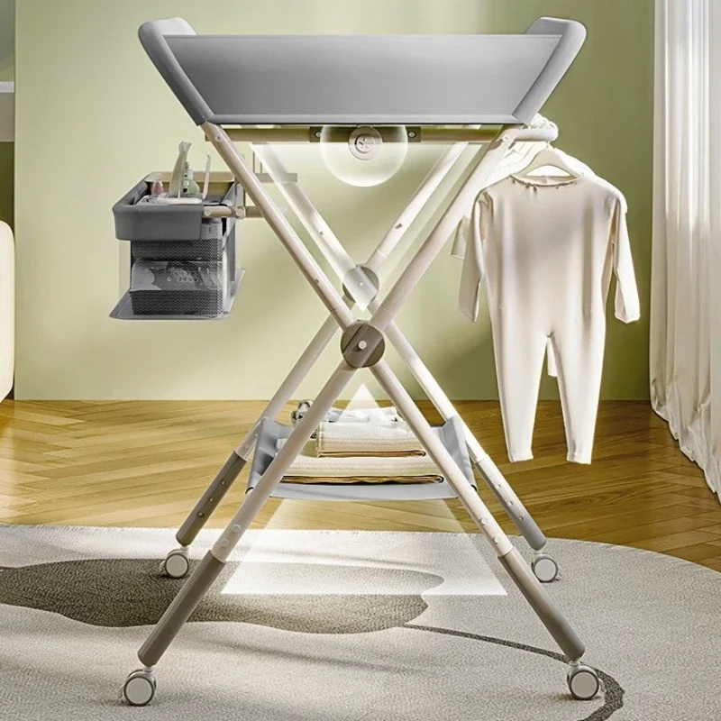 Foldable and Multifunctional Baby Diaper Changing Table Thickened Pad and Stable for Newborns with Bath Massage Station