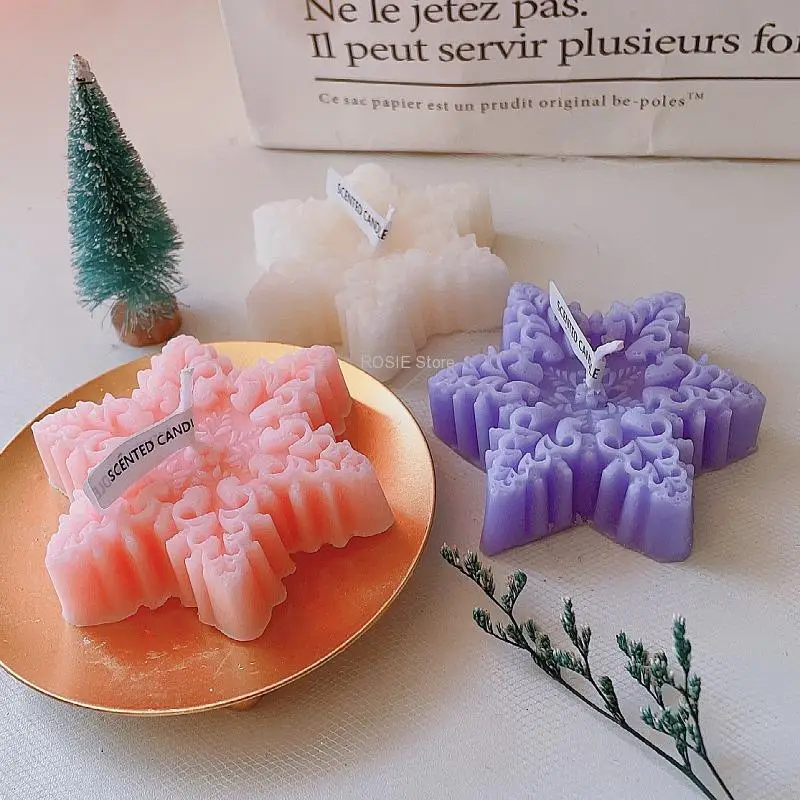 3D Christmas Decor Candle Mold for DIY Scented Candle Resin Plaster Silicone Mould Snowflake Elk Tree Craft Mold Home Decoration
