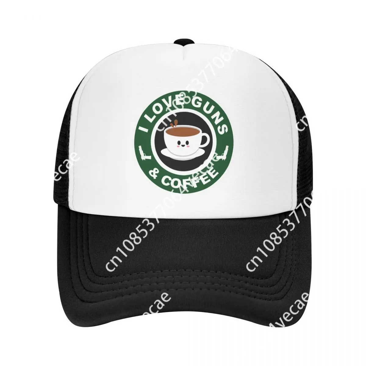 

Custom I Love Guns And Coffee Baseball Cap Women Men Breathable Trucker Hat Outdoor Snapback Caps