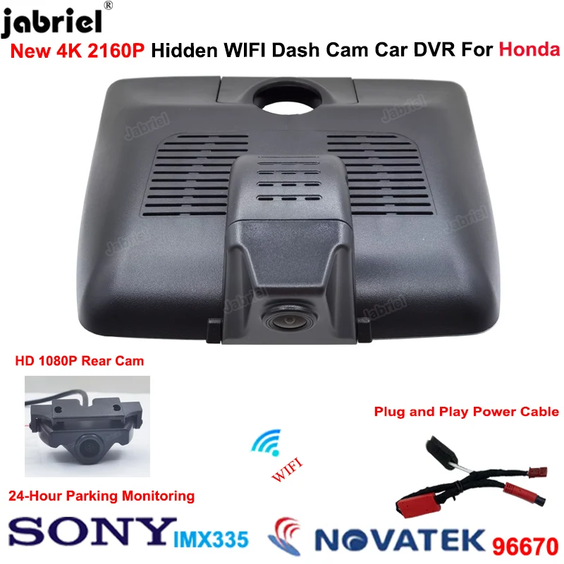 

4K Car Dvr Dash Cam Front and Rear Camera For Honda Jazz GR9 For Honda Fit 2019 2020 2021 2022 UHD 2160P Video Recorder Dashcam