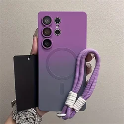 Gradient Wireless Charging Phone Case with Lens Film & Hanging Rope - Galaxy S20+ (Purple)