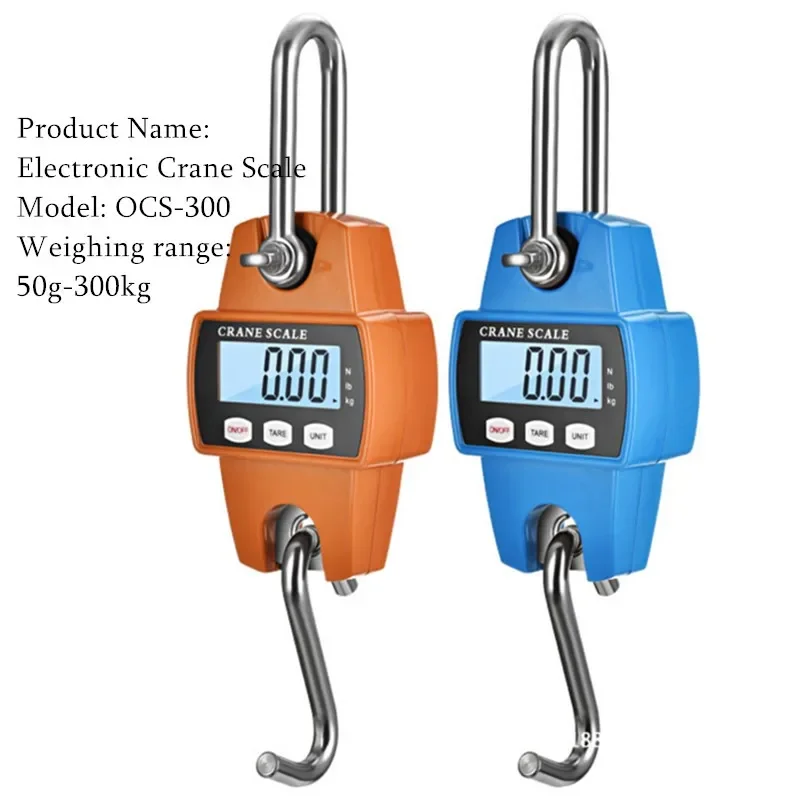 

Crane Scale Weight 300kg 150kg/50g 200kg/100g 500kg/100g Heavy Duty Hanging Hook Scales Portable Digital Stainless Steel