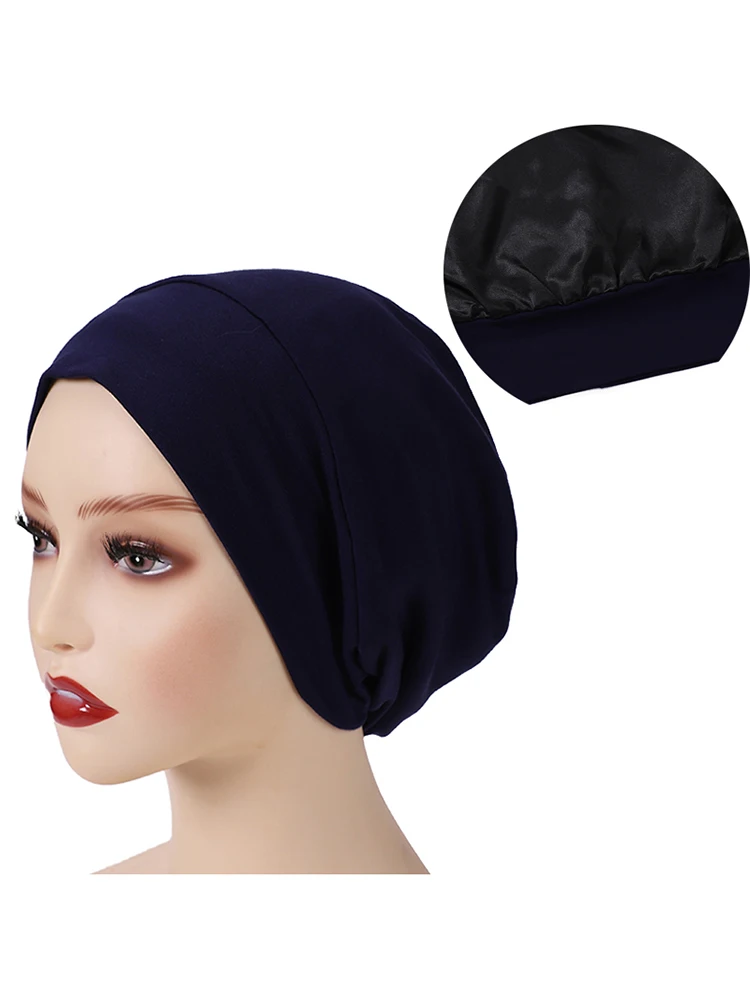 keusn bonnet de nuit turban foulard islamique en satin femme chapeau doux