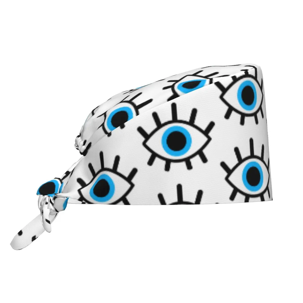 Verstellbare Magic Eyes Charm Arbeitsmütze Schwarz Evil Eye Amulett Boho Muster Scrub Caps Scrub Nursing Doctor Surgeon Cap für Krankenschwester