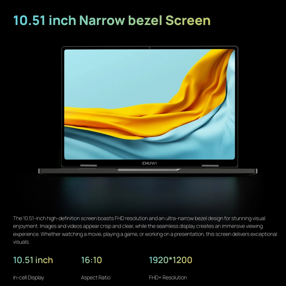 YYHC 접이식 CHUWI 미니북 X 요가 노트북, 10.51 인치, 12GB RAM, 512GB SSD ROM, Win 11, 인기 컴퓨터 게임용 노트북