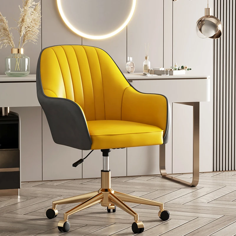 Designer casa computador cadeira de couro quarto vaidade vestir cadeiras 360  elevador rotativo simples chaise jogos móveis escritório - AliExpress