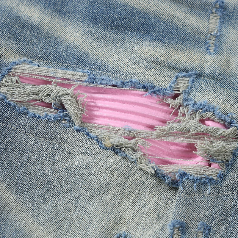 Street Fashion Designer Men Jeans Retro Blue Stretch Buttons Trousers Patched Skinny Ripped Jeans Men Hip Hop Brand Pants Hombre