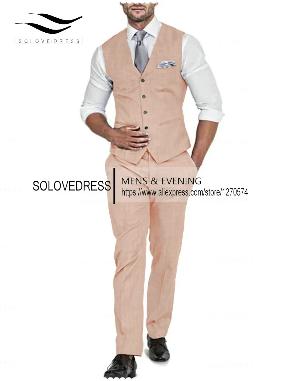 Men's Cotton Linen Vest 2 Piece Set For Wedding Groomsmen Vest Men 2022