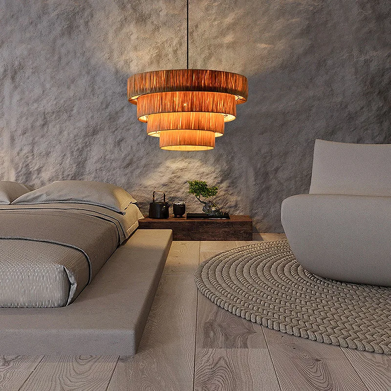 Plafonnier LED en coton blanc style bohémien, idéal pour un salon, une  chambre à coucher • Plafonniers Design