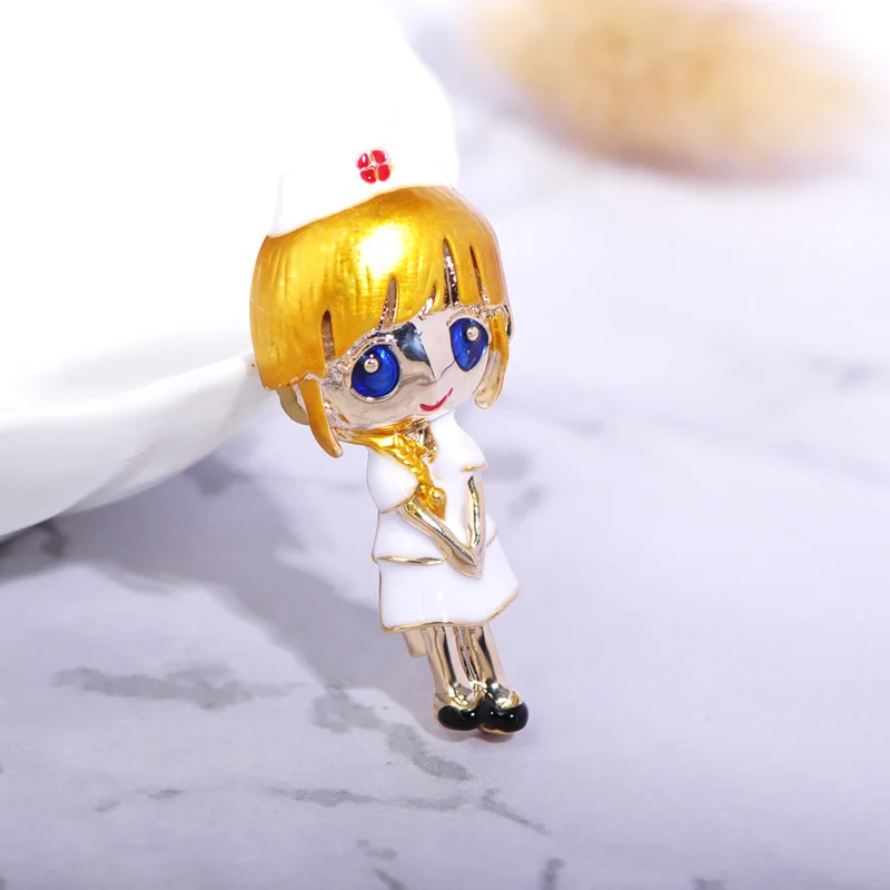 Funmor Carton Nurse Brooch Enamel Pins Alloy Jewelry Women Girls Dress Coat Shirt Decoration Corsage Daily Work Accessories Gift