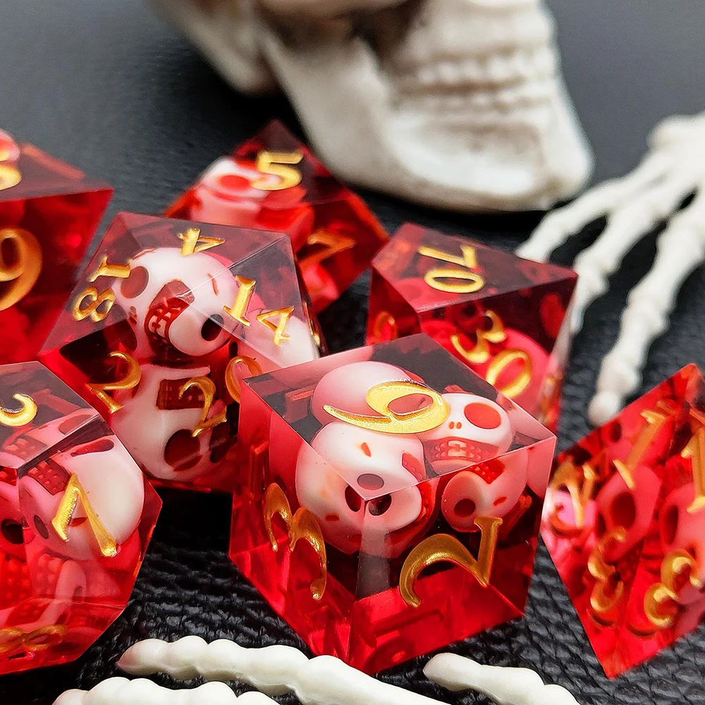 7Pcs/Set DND Dice Sharp Edge Polyhedral Resin Dice D&D Dice Set For Dungeon and Dragon Pathfinder Role Playing Game(RPG)MTG Game 4